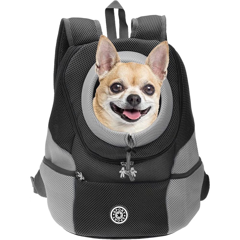 Dog Cat Backpack Breathable Padded Shoulder Head Out Carrier for Hiking Travel M